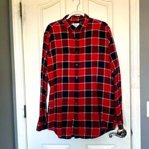 Croft & Barrow Red Black Plaid Flannel Long Sleeve